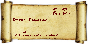 Rozsi Demeter névjegykártya